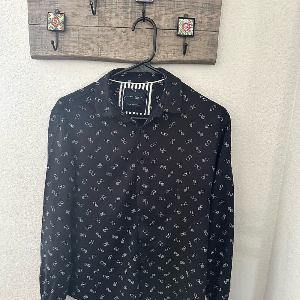 Denim & Flower Button Down Shirt